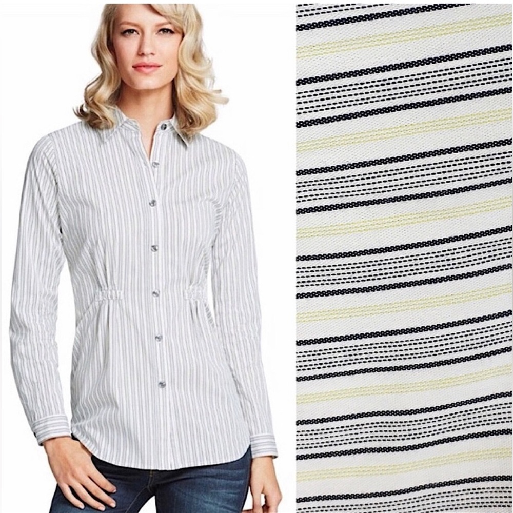 CAbi Pinstripes Button Down Tunic Top (GMH)